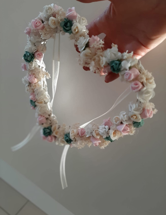 Porta Alianças Floral Artesanal com Flores em Tons Suaves