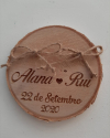 Porta Alianças Rústico em Madeira Natural Personalizado