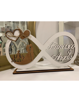 Porta Alianças Personalizado em Madeira com Nomes e Símbolo do Infinito